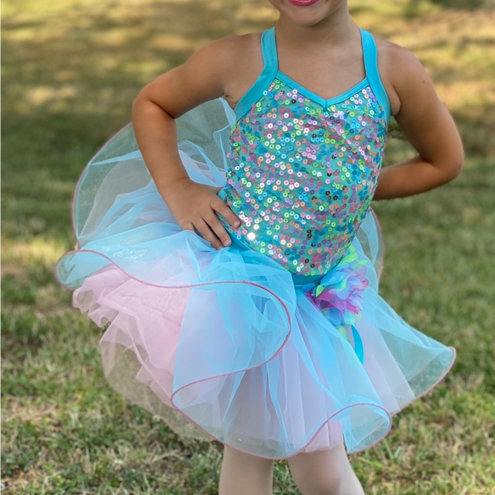 Weissman Turquoise Dance Costume with 2 skirt options